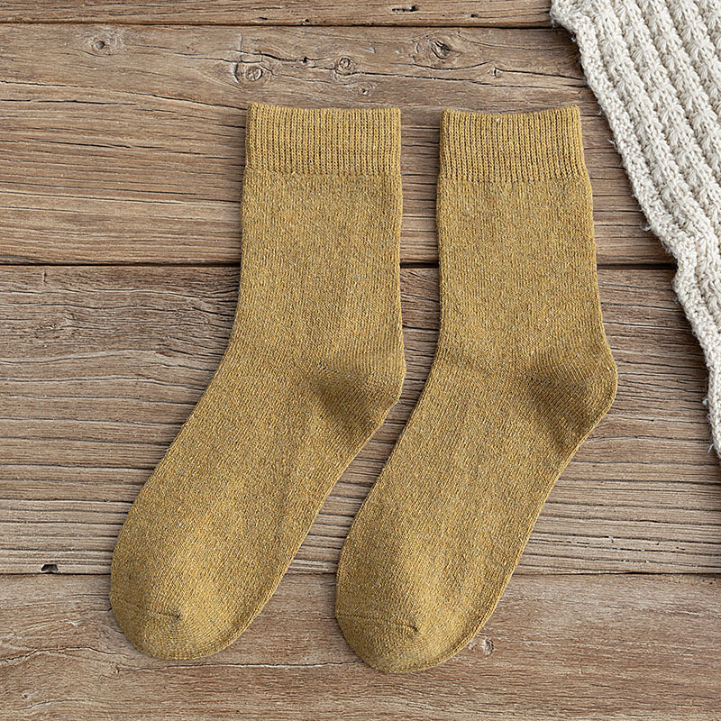 Autumn Winter Rabbit Wool Socks Female Socks Thick Warm Winter Plus Velvet Solid Color Socks Fluffy Fuzzy Socks